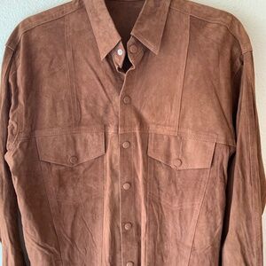VINTAGE! Brown Suede Shirt Western Mens Size 42
